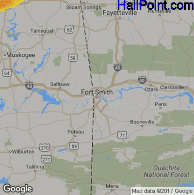 Hail Map for Forth Smith, AR Region on May 23, 2019