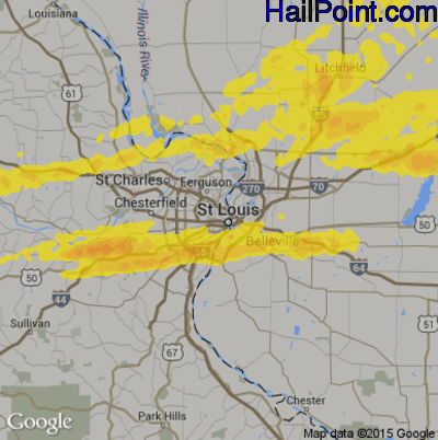 Hail Map for St. Louis, MO Region on May 23, 2019
