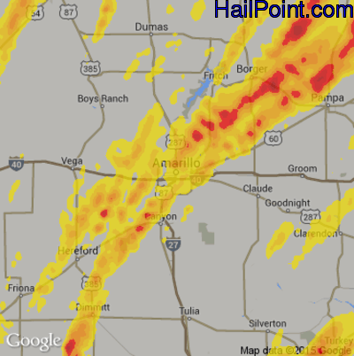 Hail Map for Amarillo, TX Region on May 23, 2019