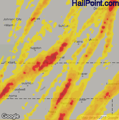 Hail Map for Liberal, KS Region on May 23, 2019