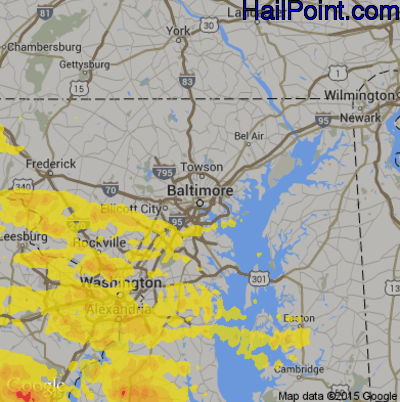 Hail Map for Baltimore, MD Region on May 23, 2019
