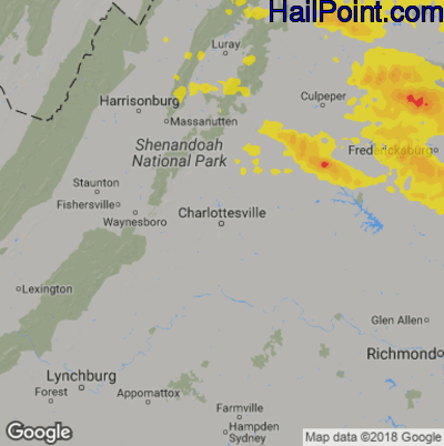 Hail Map for Charlotttesville, VA Region on May 23, 2019