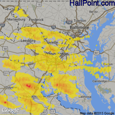 Hail Map for Washington, DC Region on May 23, 2019