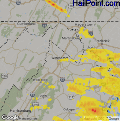 Hail Map for Winchester, VA Region on May 23, 2019