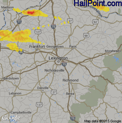 Hail Map for Lexington, KY Region on May 23, 2019