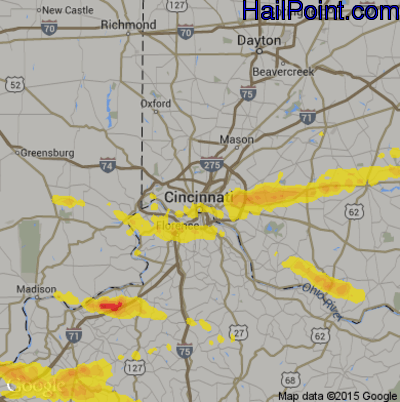 Hail Map for Cincinnati, OH Region on May 23, 2019