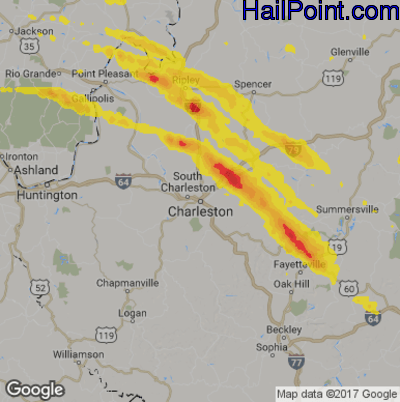 Hail Map for Charleston, WV Region on May 23, 2019