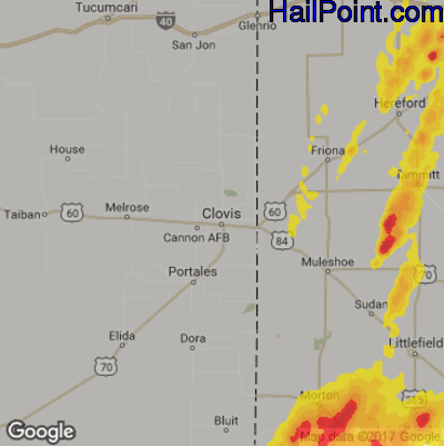 Hail Map for Clovis, NM Region on May 23, 2019