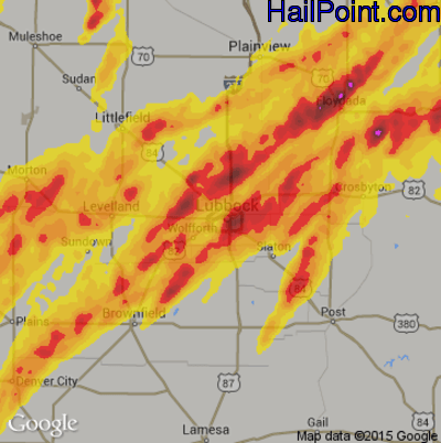Hail Map for Lubbock, TX Region on May 23, 2019 