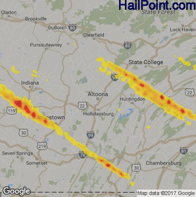 Hail Map for Altoona, PA Region on May 24, 2019