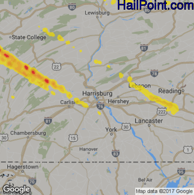 Hail Map for Harrisburg, PA Region on May 24, 2019