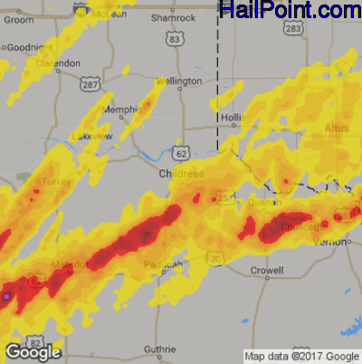 Hail Map for Childress, TX Region on May 24, 2019
