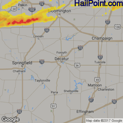 Hail Map for Decatur, IL Region on May 24, 2019