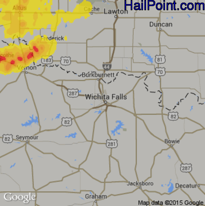 Hail Map for Wichita Falls, TX Region on May 24, 2019
