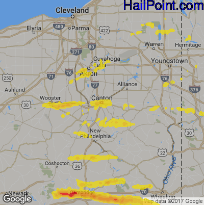 Hail Map for Canton, OH Region on May 25, 2019