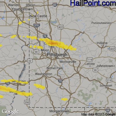 Hail Map for Pittsburgh, PA Region on May 25, 2019 