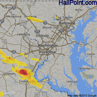 Hail Map for Washington, DC Region on May 25, 2019 