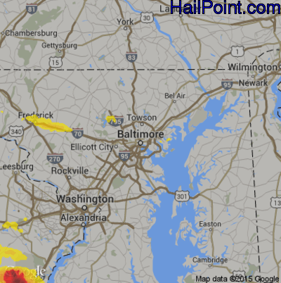 Hail Map for Baltimore, MD Region on May 25, 2019