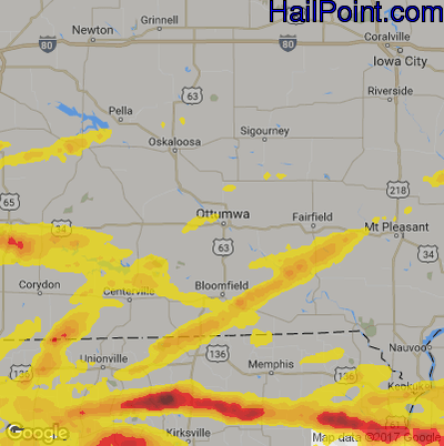 Hail Map for Ottumwa, IA Region on May 25, 2019