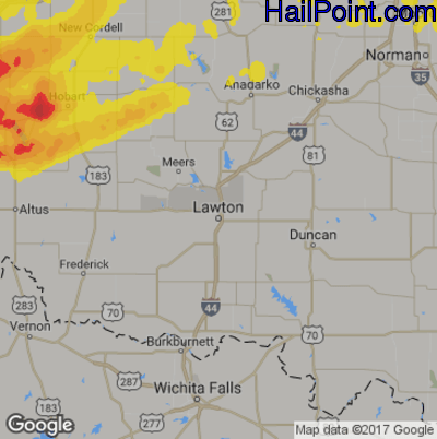 Hail Map for Lawton, OK Region on May 26, 2019