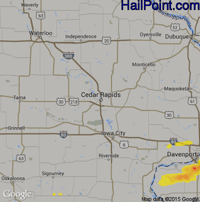 Hail Map for Cedar Rapids, IA Region on May 26, 2019
