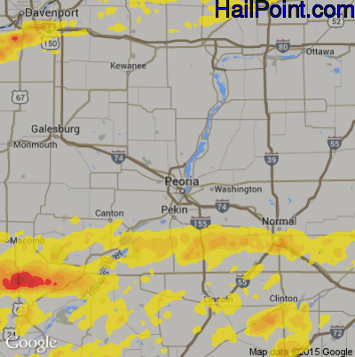 Hail Map for Peoria, IL Region on May 26, 2019