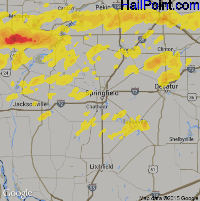 Hail Map for Springfield, IL Region on May 26, 2019 