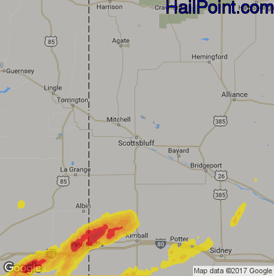 Hail Map for Scottsbluff, NE Region on May 26, 2019