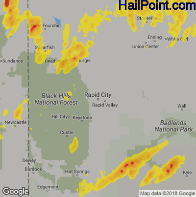 Hail Map for Rapid City, SD Region on May 26, 2019 