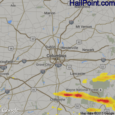 Hail Map for Columbus, OH Region on May 26, 2019