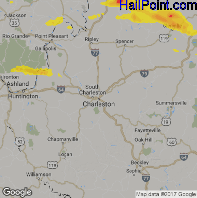 Hail Map for Charleston, WV Region on May 26, 2019