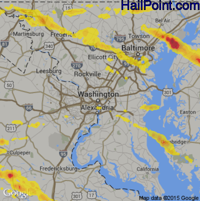 Hail Map for Washington, DC Region on May 26, 2019