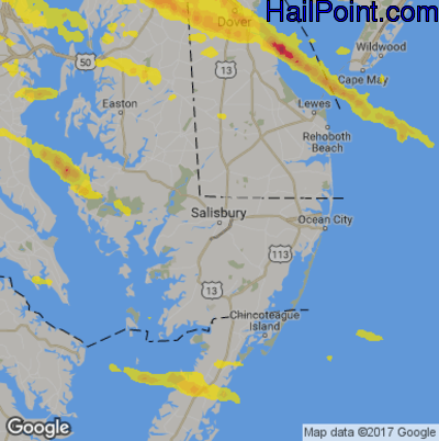 Hail Map for Salisbury., MD Region on May 26, 2019