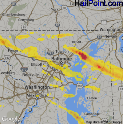 Hail Map for Baltimore, MD Region on May 26, 2019