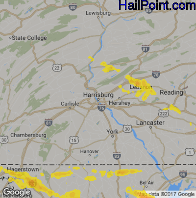 Hail Map for Harrisburg, PA Region on May 26, 2019 