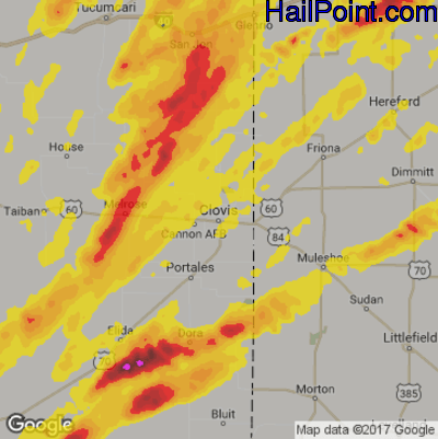 Hail Map for Clovis, NM Region on May 26, 2019