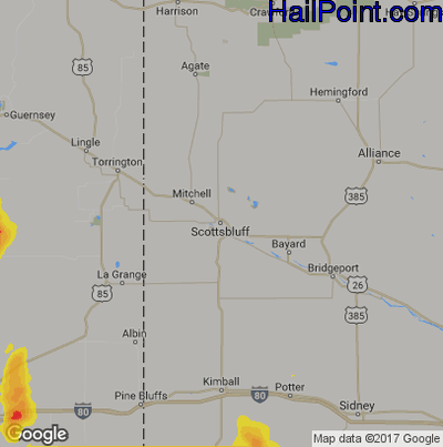 Hail Map for Scottsbluff, NE Region on May 26, 2019
