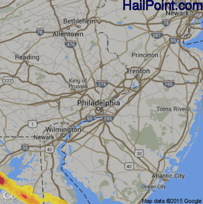 Hail Map for Philadelphia, PA Region on May 27, 2019