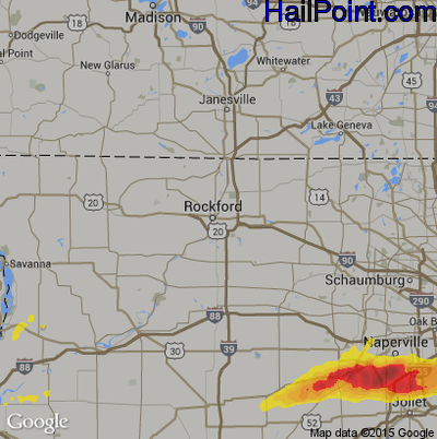 Hail Map for Rockford, IL Region on May 27, 2019