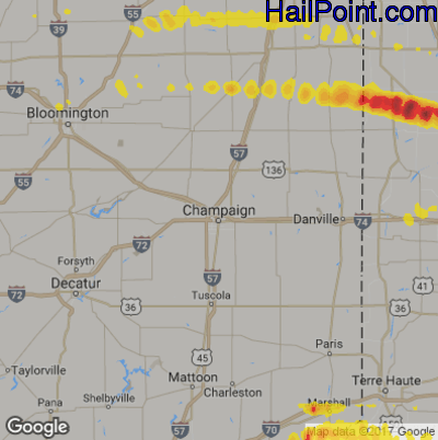 Hail Map for Champaign, IL Region on May 27, 2019