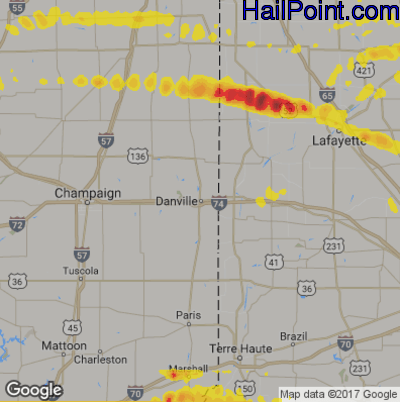 Hail Map for Danville, IL Region on May 27, 2019