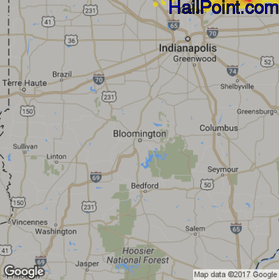 Hail Map for Bloomington, IN Region on May 27, 2019