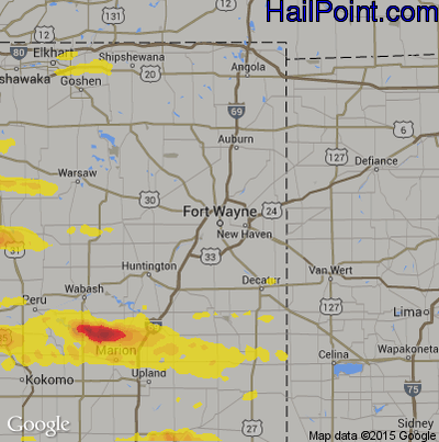 Hail Map for Fort Wayne, IN Region on May 27, 2019