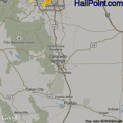 Hail Map for Colorado Springs, CO Region on May 28, 2019