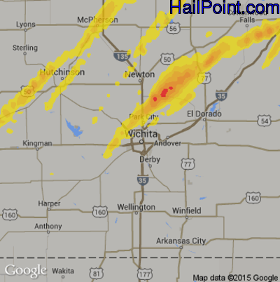 Hail Map for Wichita, KS Region on May 28, 2019