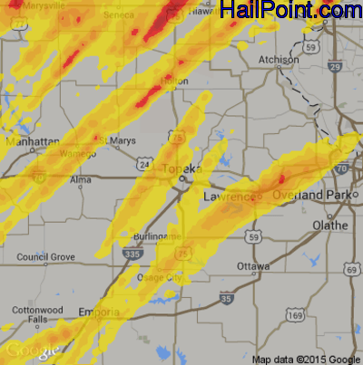 Hail Map for Topeka, KS Region on May 28, 2019