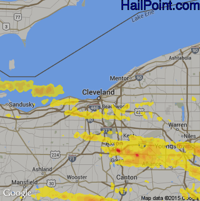 Hail Map for Cleveland, OH Region on May 28, 2019