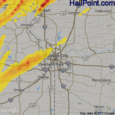 Hail Map for Kansas City, MO Region on May 28, 2019