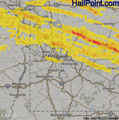 Hail Map for Pittsburgh, PA Region on May 28, 2019 