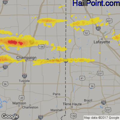 Hail Map for Danville, IL Region on May 28, 2019